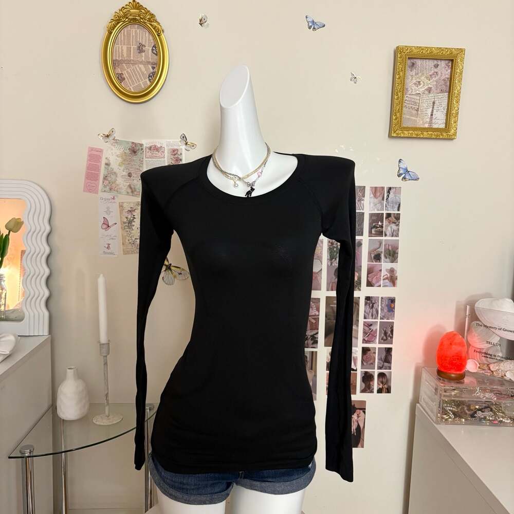 Lululemon Swiftly Tech Long Sleeve Shirt Black Athletic Workout Top Women Size S